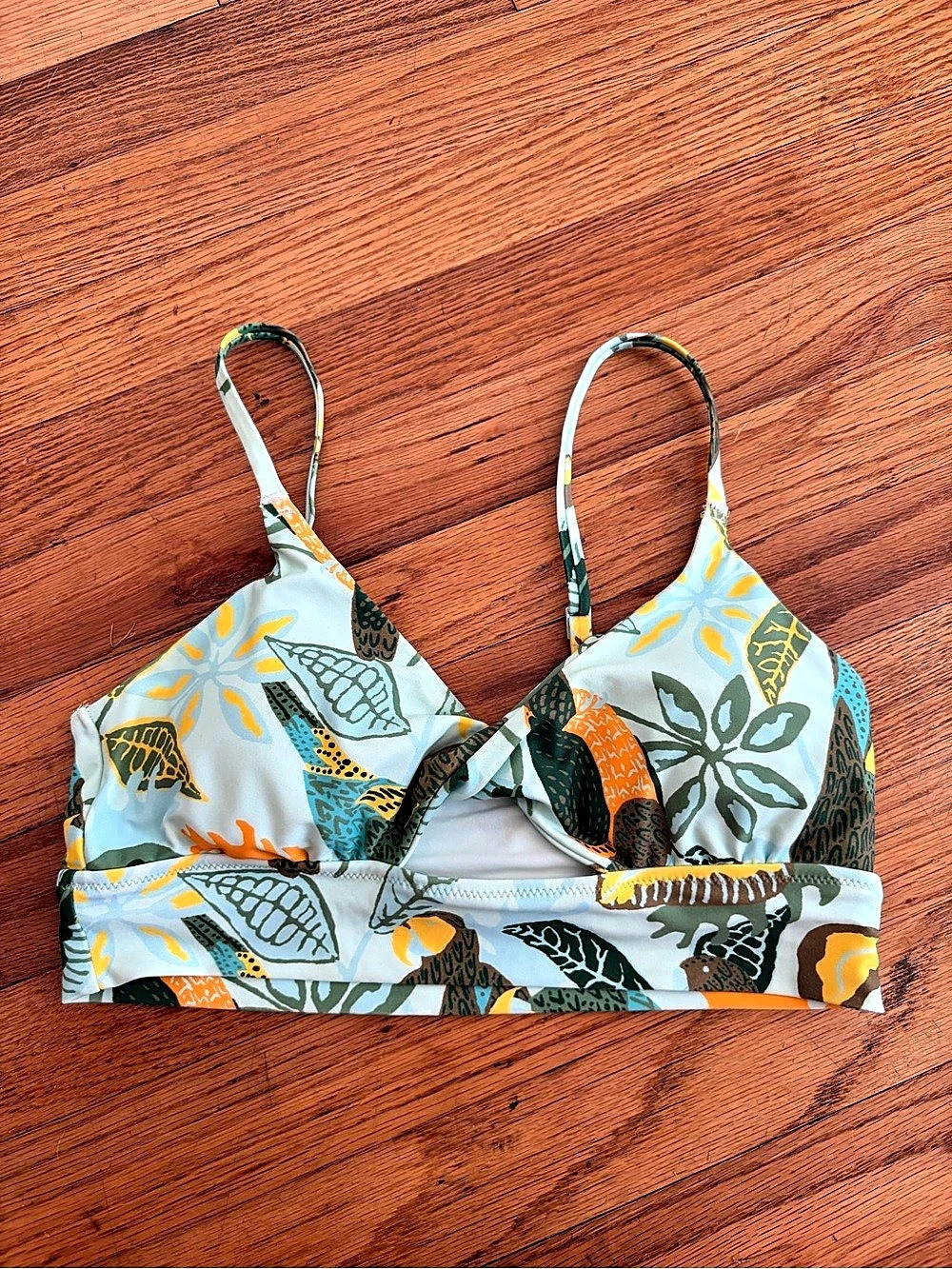 aerie Tropical Printed Bikini Top Cut Out Size Medium